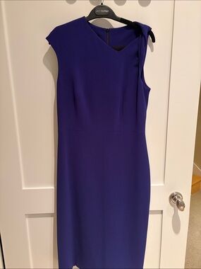 Sleeveless One-Shoulder Sheath Dress with Shoulder Tie in Cobalt Blue